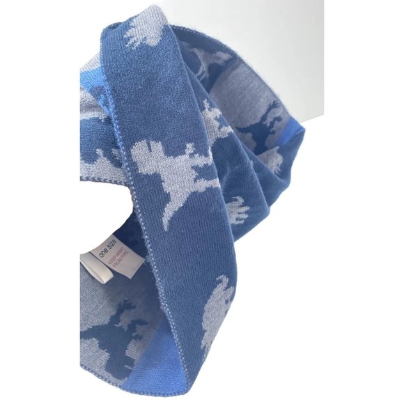 Blue Boys Dinosaur Winter Hat & Scarf Matching Set - One Size Brand New - Picture 4 of 8